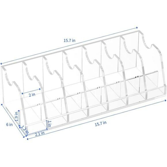 Acrylic Belt Organizer Holder Clear Belt Storage Case with 7 Compartments Stand - Picture 3 of 7